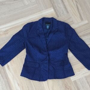 CYNTHIA ROWLET Navy Blue EYELET  Women's Jacket Small